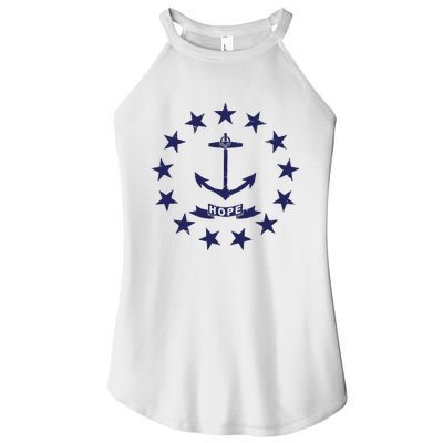 Rhode Island State Flag Distressed Blue Providence Rhode Women’s Perfect Tri Rocker Tank