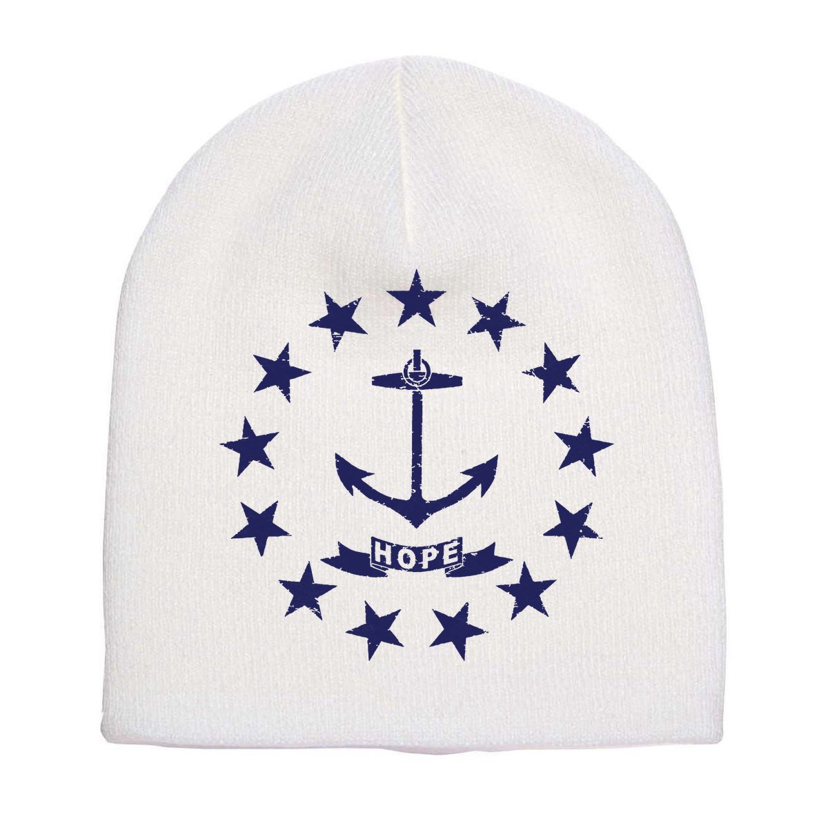Rhode Island State Flag Distressed Blue Providence Rhode Short Acrylic Beanie