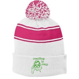 Reading Is Sexy Costume Library Women Bookworm Bookaholic Stripe Pom Pom Beanie