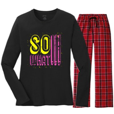 Retro I So What Funny Women's Long Sleeve Flannel Pajama Set 