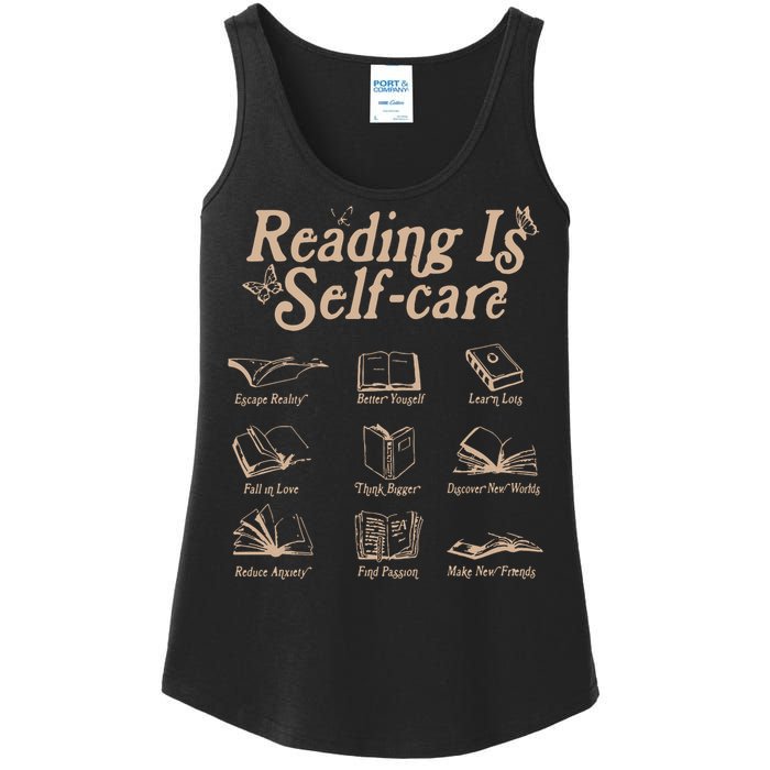 Reading Is Self Care Bookish Mental Health Ladies Essential Tank