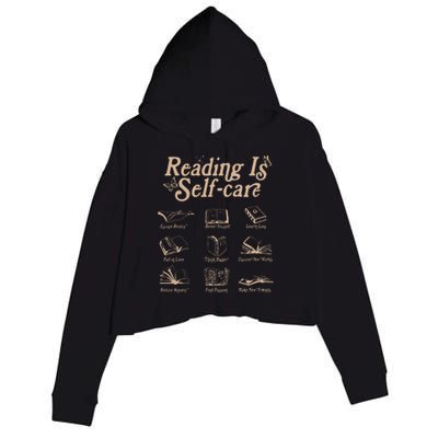 Reading Is Self Care Bookish Mental Health Crop Fleece Hoodie