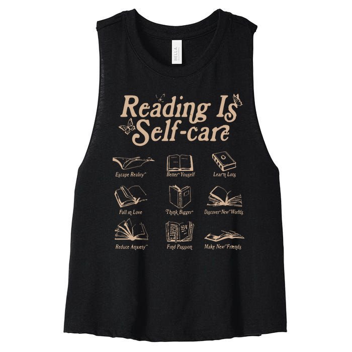 Reading Is Self Care Bookish Mental Health Women's Racerback Cropped Tank