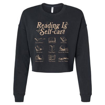 Reading Is Self Care Bookish Mental Health Cropped Pullover Crew