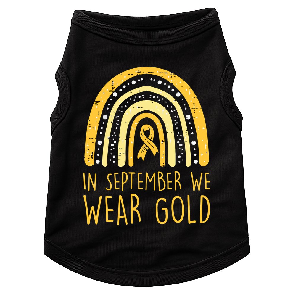 Rainbow In September We Wear Gold Childhood Cancer Awareness Doggie Tank