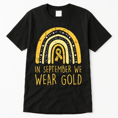 Rainbow In September We Wear Gold Childhood Cancer Awareness Tall T-Shirt