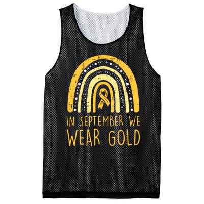 Rainbow In September We Wear Gold Childhood Cancer Awareness Mesh Reversible Basketball Jersey Tank