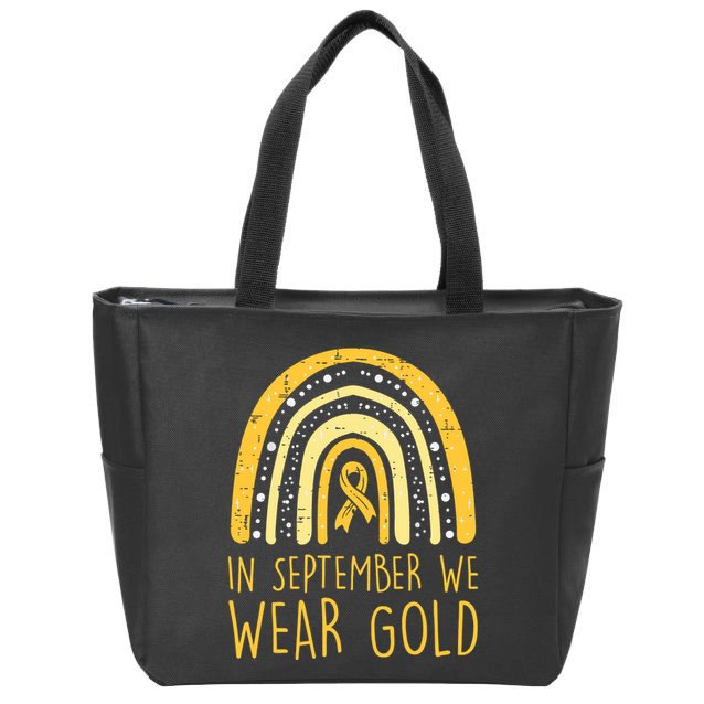 Rainbow In September We Wear Gold Childhood Cancer Awareness Zip Tote Bag
