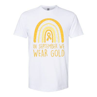 Rainbow In September We Wear Gold Childhood Cancer Awareness Softstyle CVC T-Shirt