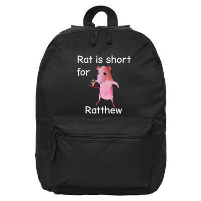 Rat Is Short For Ratthew Meme 16 in Basic Backpack