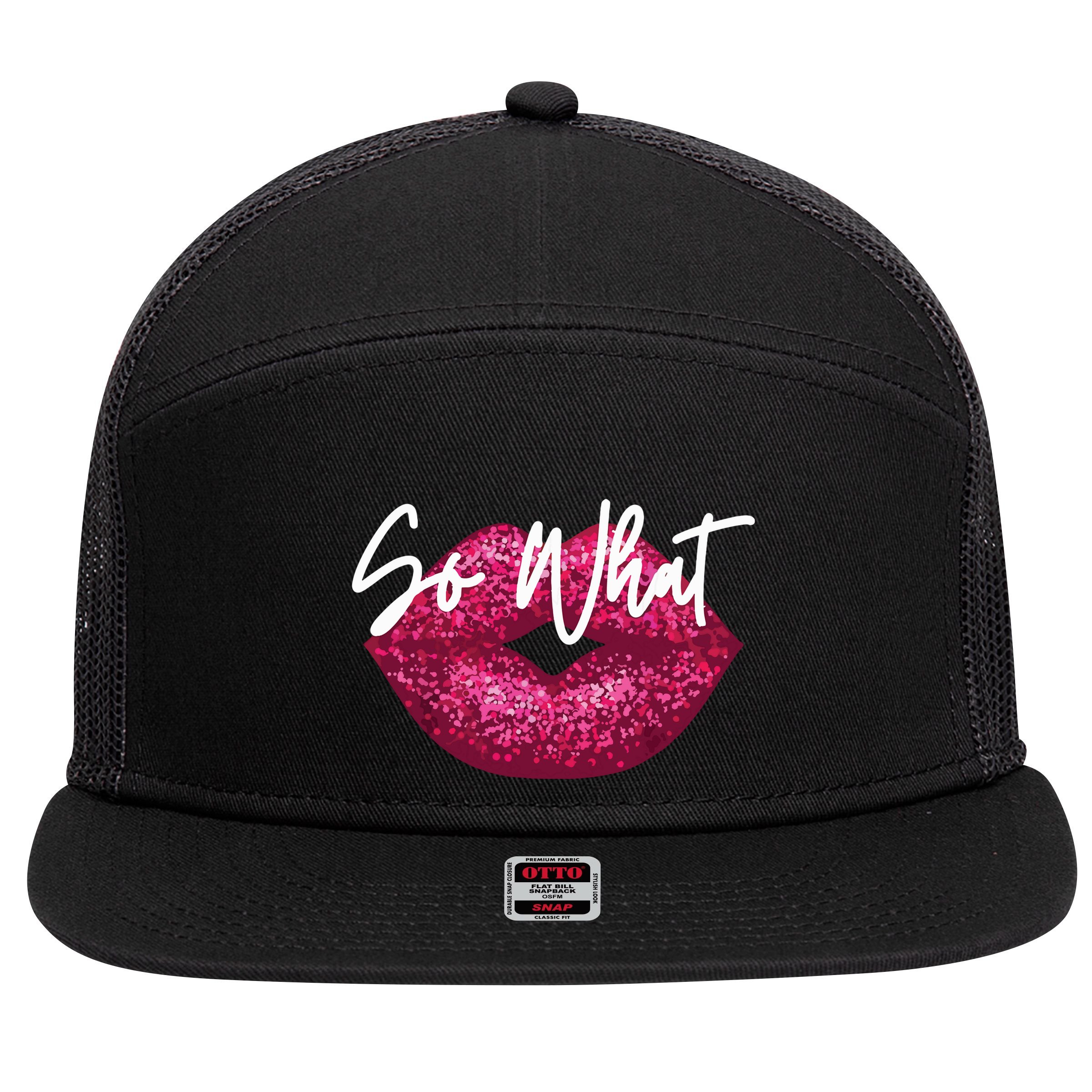 Retro I So What Funny 7 Panel Mesh Trucker Snapback Hat