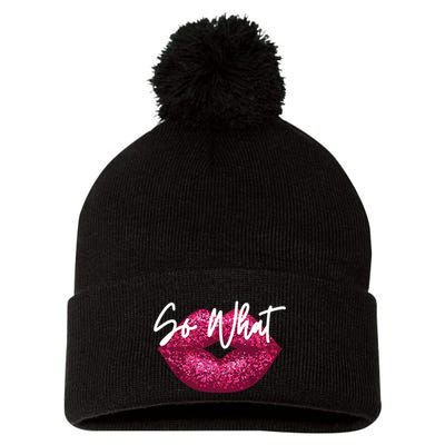 Retro I So What Funny Pom Pom 12in Knit Beanie