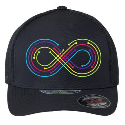 Rainbow Infinity Symbol Pride Autism Awareness Neurodiverse Flexfit Unipanel Trucker Cap