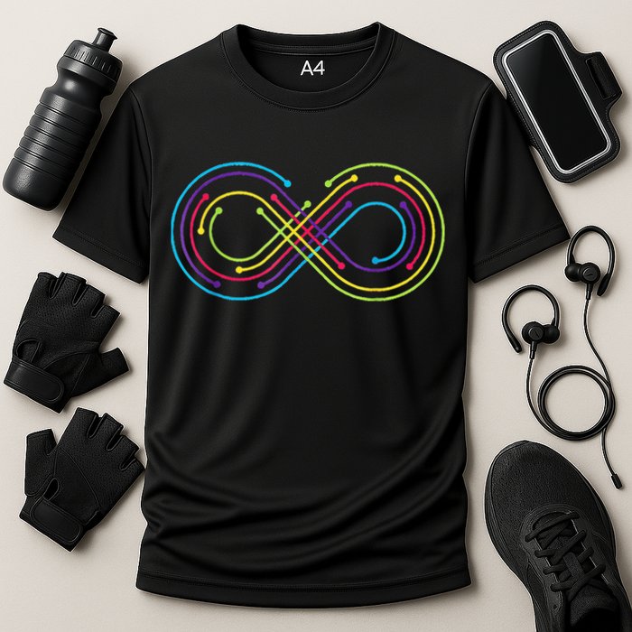 Rainbow Infinity Symbol Pride Autism Awareness Neurodiverse Cooling Performance Crew T-Shirt