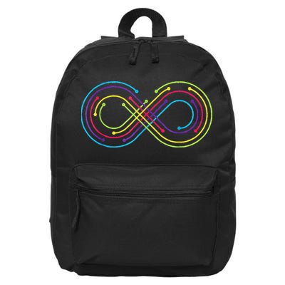 Rainbow Infinity Symbol Pride Autism Awareness Neurodiverse 16 in Basic Backpack