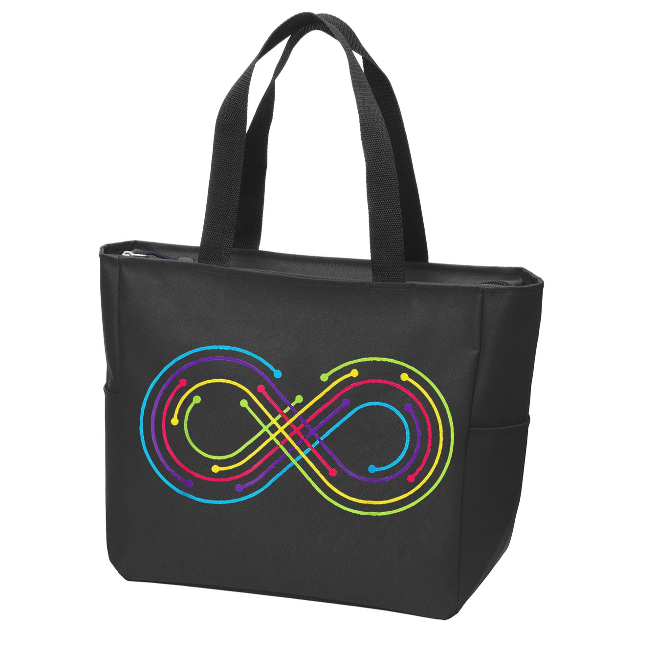 Rainbow Infinity Symbol Pride Autism Awareness Neurodiverse Zip Tote Bag
