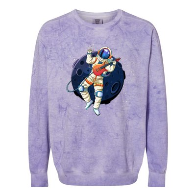 Rocking In Space Astronaut Rock Colorblast Crewneck Sweatshirt