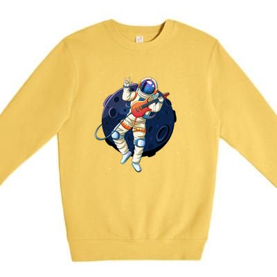 Rocking In Space Astronaut Rock Premium Crewneck Sweatshirt