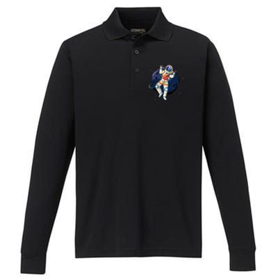 Rocking In Space Astronaut Rock Performance Long Sleeve Polo