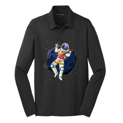 Rocking In Space Astronaut Rock Silk Touch Performance Long Sleeve Polo