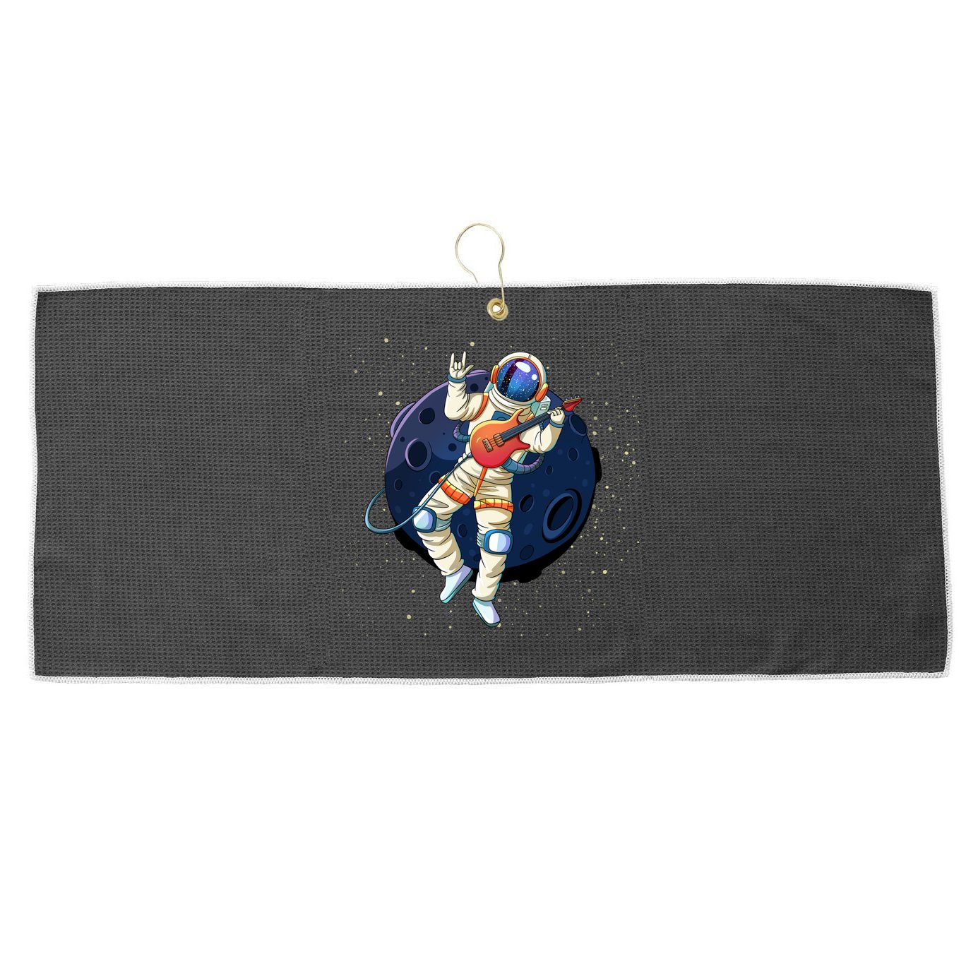 Rocking In Space Astronaut Rock Large Microfiber Waffle Golf Towel