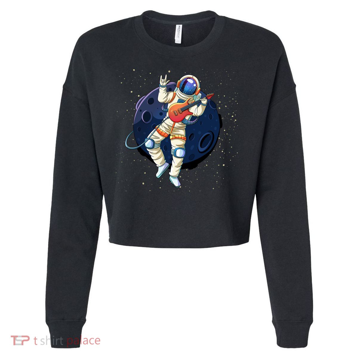 Rocking In Space Astronaut Rock Cropped Pullover Crew