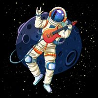 Rocking In Space Astronaut Rock Cropped Pullover Crew