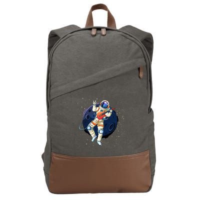 Rocking In Space Astronaut Rock Cotton Canvas Backpack
