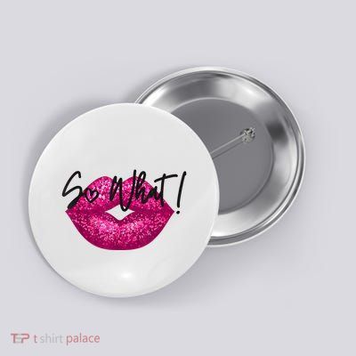 Retro I So What Funny Lips Button