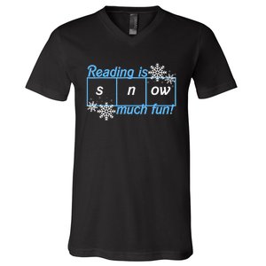 Reading Is Snow Much Fun Science Of Reading V-Neck T-Shirt