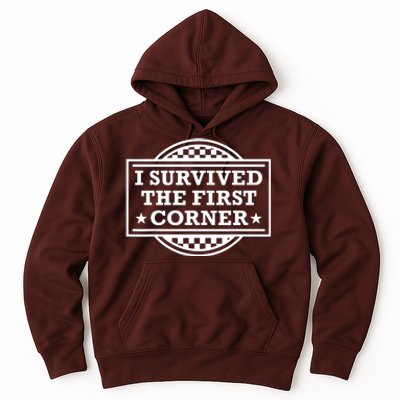 Racer I Survived The First Corner Racing Race Hoodie