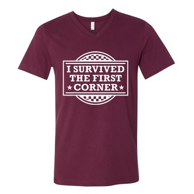 Racer I Survived The First Corner Racing Race V-Neck T-Shirt