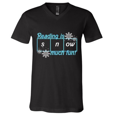 Reading Is Snow Much Fun Science Of Reading V-Neck T-Shirt