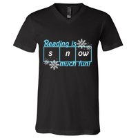 Reading Is Snow Much Fun Science Of Reading V-Neck T-Shirt