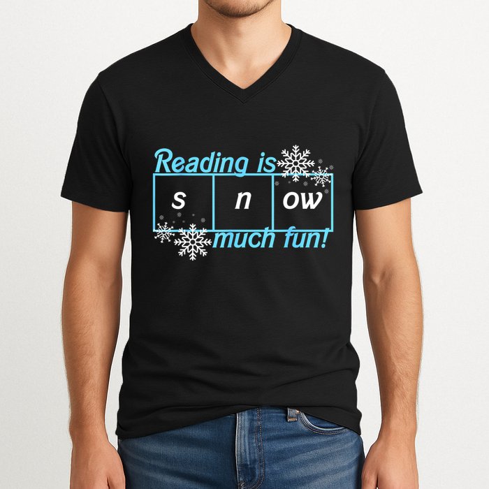 Reading Is Snow Much Fun Science Of Reading V-Neck T-Shirt