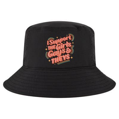 Retro I Support The Girl Gays And Theys Ally Pride Month Cool Comfort Performance Bucket Hat