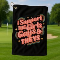 Retro I Support The Girl Gays And Theys Ally Pride Month Golf Towel
