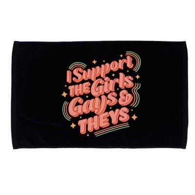 Retro I Support The Girl Gays And Theys Ally Pride Month Microfiber Hand Towel