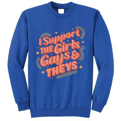 Retro I Support The Girl Gays And Theys Ally Pride Month Sweatshirt