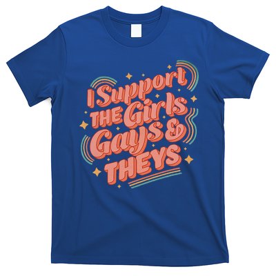 Retro I Support The Girl Gays And Theys Ally Pride Month T-Shirt