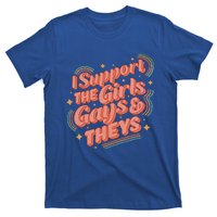 Retro I Support The Girl Gays And Theys Ally Pride Month T-Shirt