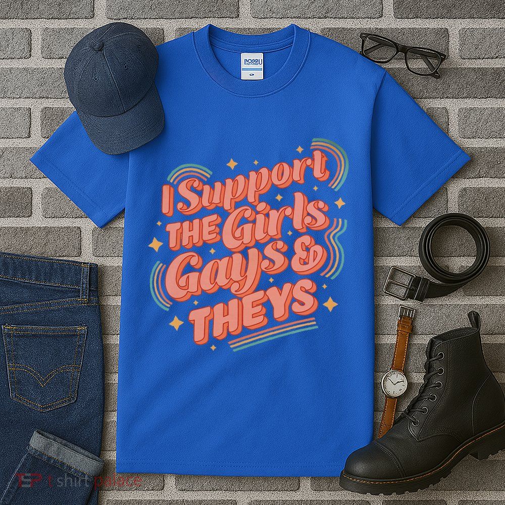 Retro I Support The Girl Gays And Theys Ally Pride Month Tall T-Shirt