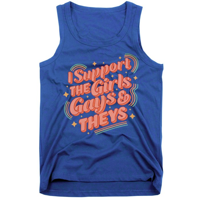 Retro I Support The Girl Gays And Theys Ally Pride Month Tank Top