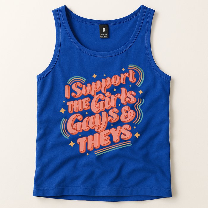 Retro I Support The Girl Gays And Theys Ally Pride Month Tank Top