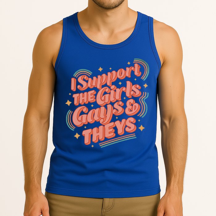 Retro I Support The Girl Gays And Theys Ally Pride Month Tank Top