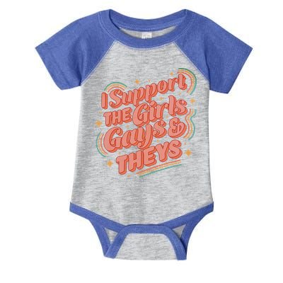 Retro I Support The Girl Gays And Theys Ally Pride Month Infant Baby Jersey Bodysuit