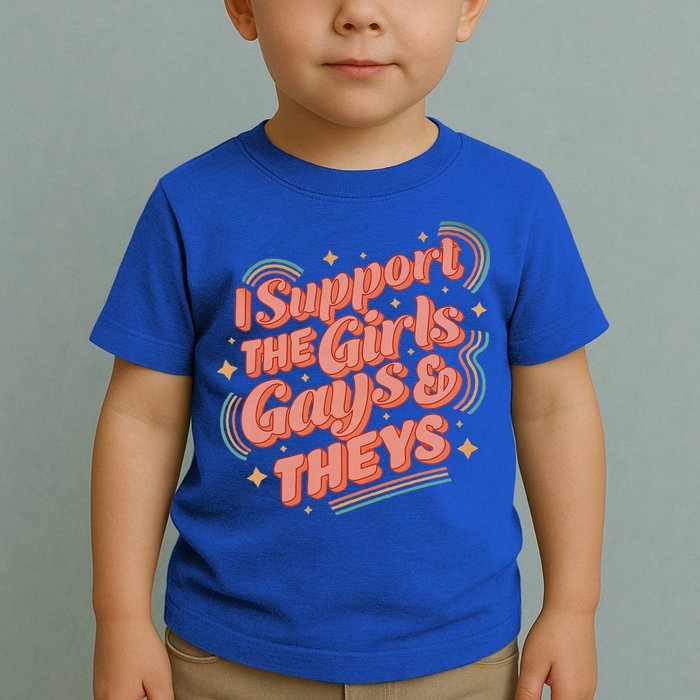 Retro I Support The Girl Gays And Theys Ally Pride Month Toddler T-Shirt