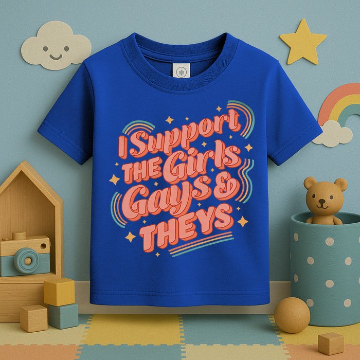 Retro I Support The Girl Gays And Theys Ally Pride Month Toddler T-Shirt