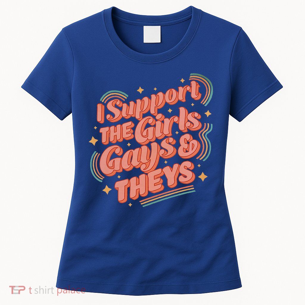 Retro I Support The Girl Gays And Theys Ally Pride Month Womens T-Shirt