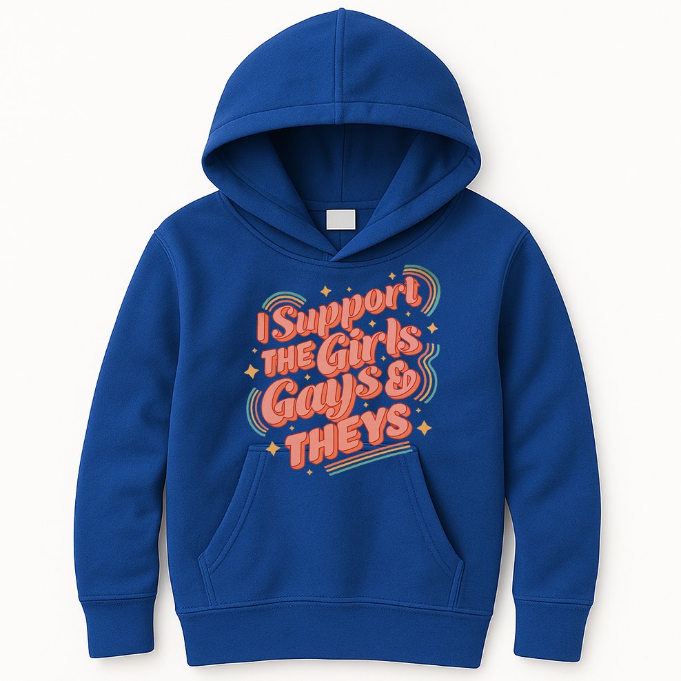 Retro I Support The Girl Gays And Theys Ally Pride Month Kids Hoodie